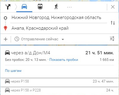 В какую сторону двигаться при поездке на автомобиле по маршруту Нижний Новгород Лазаревское?